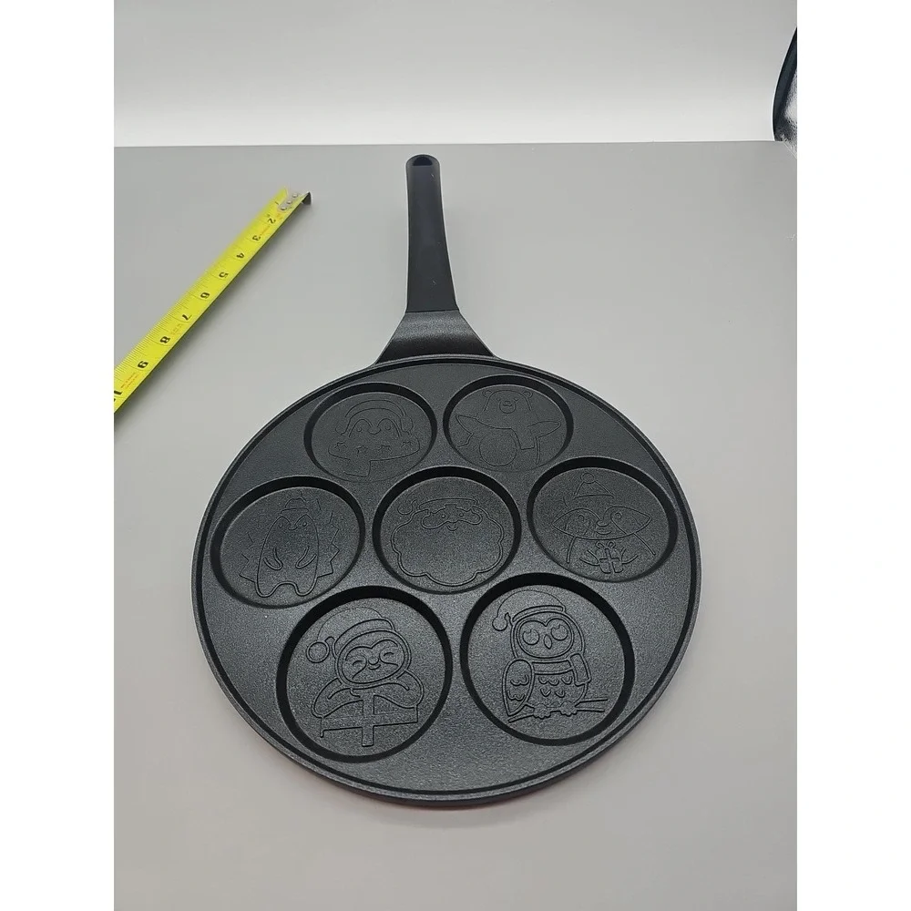 Crofton Christmas Mini Pancake Pan Nonstick Stovetop Winter Snowflakes Santa
